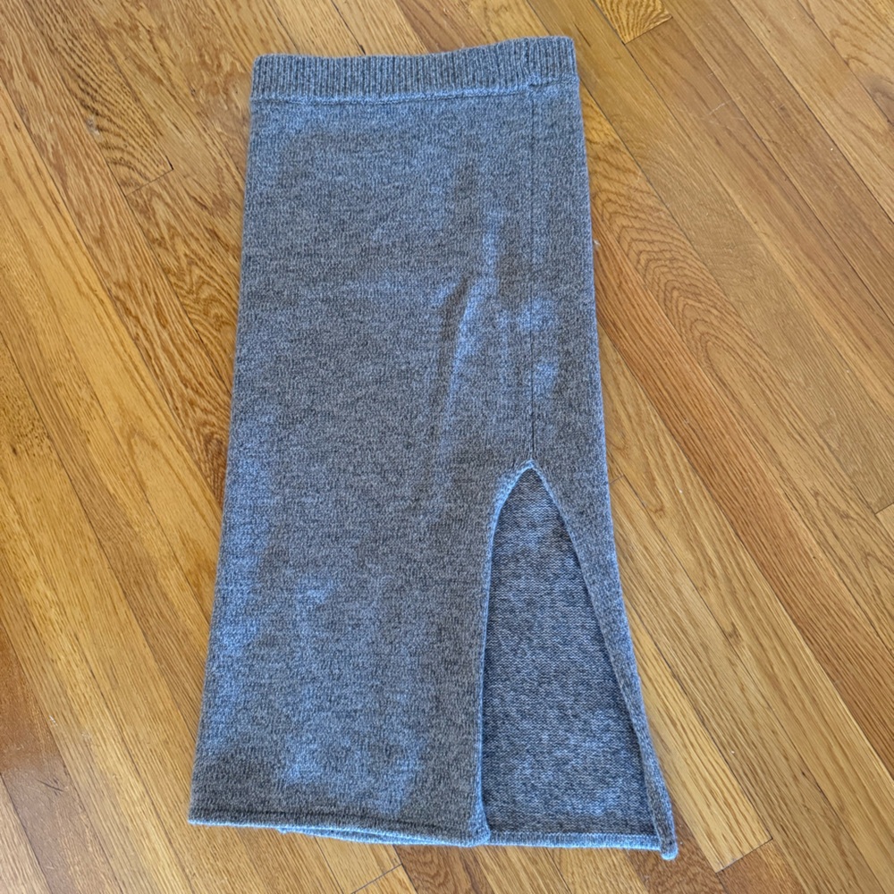 Monrow Side Slit Heather Brown Knit Midi Skirt Size XS